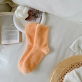 Vibrant orange faux mink velvet mid-calf socks with thick thermal plush for women - One Size / Light Orange