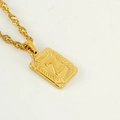 Golden stainless steel necklace with square pendant featuring engraved letter Z - Letter Z