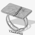Dettaglio dell'anello in acciaio inossidabile 304 con misure e incisione a raggiera - Aperto Regolabile / Argento