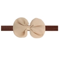 Close-up of chiffon bow baby headband with elastic nylon band on white background - Coffee