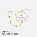 Gedetailleerde maatspecificaties voor de gouden hartringarmband met groene kristal - Groene Edelsteen Hart