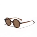 Retro oversized round sunglasses in translucent tea brown finish with matching lenses - Dark Tea