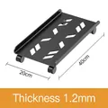 Black metal mobile CPU stand with wheels, 20x40cm adjustable hollow design for airflow - 1.2mm Cold Rolled Steel Black