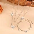 Set Gioielli con Fiocco Color Acciaio (E518-E520)