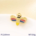 Golden firefly charm with blue and red enamel wings, 12x9mm stainless steel pendant - Firefly Enamel Style (KLJ10777-ZLA)