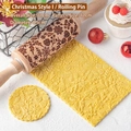 31cm Christmas embossed rolling pin with snowflake pattern for festive cookie baking - Christmas Style I