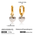 Pendientes de corazón bicolor en acero inoxidable con aro dorado y colgante plata - Estilo de Colgante de Corazón de Oro y Plata (JDE0105008-PS)