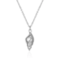 Collana minimalista in argento con pendente a conchiglia e perla bianca su catena sottile - Lunghezza della catena 45+5cm / Argento