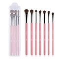 7-delige roze oogmake-up borstelset met ponyhaar en transparante koffer voor oogschaduw - Roze - Transparante Doos