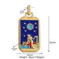 Rectangular tarot pendant with gold plating, blue enamel sun pattern and zircon stone - M801146-Blue