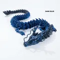 Detailed macro view of dark blue 3D printed dragon with articulated joints and silk texture - 30CM Dark Blue