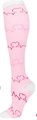 Pink compression athletic socks featuring dark pink heart and heartbeat pattern design - Pink EKG