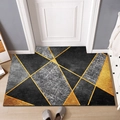 Modern geometric non-slip door mat with black, gray, and gold stone patterns - Pattern 02