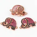 Rose gold elephant connector with pink and black micro-pave zircons for DIY jewelry - Rose Gold Plated Elephant