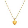 Collier vintage à pendentif cœur doré avec croix en relief et fine chaîne à boules - Croix de Coeur