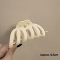 Matte cream hair claw clip with 9.5cm length measurement for thick hair styling - Matte 6-Claw White-9.5cm