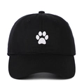 Gorra de béisbol clásica de algodón negro con bordado de huella blanca en la parte frontal - Talla única / Negro