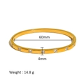 Detail showing 60mm inner diameter and 4mm width of the gold plated zircon bangle - Equidistant Round Zirconia Style (HF-B5121-G)