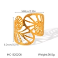 Détail du bracelet ajouré plaqué or 18 carats avec dimensions et informations de poids - Style Texturé Évidé Doré (HC-B20206)