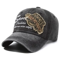 Vintage grijze baseballpet met distressed look, borduursel en wassing effect - Zwart
