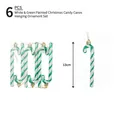 6er-Pack 13 cm weiß-grün gestreifte Weihnachtszuckerstangen mit goldenen Haken - Grün (6 Stück/Box)