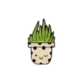 Cartoon enamel pin featuring a cute green cactus in a winking smiley face pot - Winking Cactus (C2016-1)