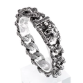 Retro punk titanium steel bracelet featuring a detailed beast head clasp and scale texture - Tiger Head Style