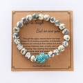 Handmade stone beaded bracelet with turquoise turtle charm and inspirational message card - Blue Turquoise Turtle Card Bracelet