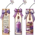 Set di 3 segnalibri mandala fai-da-te con pittura diamante viola e ciondoli a farfalla - Serie Sogno Viola (SQ-185) / Stile in Pelle PU