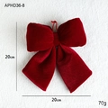 Large red velvet Christmas bow pendant for holiday decor, 20x20cm velvet tree ornament - 20cmx20cm / Wine Red (Medium)
