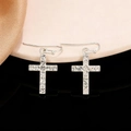 Orecchini a croce gotici in argento con strass trasparenti su supporto elegante - Argento (K-471)