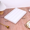 Top view showing precise 35.1 x 24.1 x 2.9 cm dimensions of white jewelry display tray - 4 Tier Earring Tray