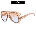 Oversize cycling sunglasses in champagne frame with pink to blue gradient lenses - Transparent Tea Frame Tea Blue Gradient Lens