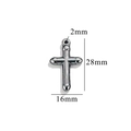 Polished stainless steel 28mm Latin cross pendant showing dimensions and size - Style 27
