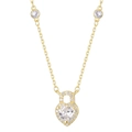 Golden S925 silver necklace with heart lock pendant and sparkling zircon accents - 925 Silver / Gold