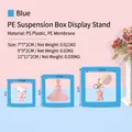Light blue PE film floating display boxes in three sizes for jewelry and collectibles - Round Base / Blue