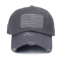 Dunkelgraue US-Flaggen-Baseballkappe im Distressed-Look aus gewaschener Baumwolle - Verstellbar / Dunkelgrau