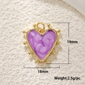Colgante de corazón en oro de 18K con esmalte púrpura y medidas 19mm por 18mm - Corazón de Mármol Púrpura Dorado
