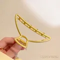 Pince à cheveux minimaliste en métal doré mat avec design géométrique ajouré élégant - 19# Pince Demi-cercle