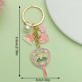Exquisite Mother's Day keychain with MAMA tag, pink flower, and fan charm on metal - Pink Letter Heart Fan (ER1543)