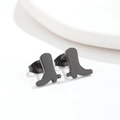 Minimalist black stainless steel cowboy boot earrings for women in creative retro style - Boots Black