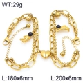 Bracciali di coppia cuore magnetico dorato con ciondoli astronauta e catene in acciaio - Oro (KB208413-Z)