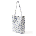 Lässige Damen Tragetasche mit Blumenmuster, stilvolle Stofftasche für Alltag und Freizeit. - Groß (32*11*40 cm) / Weißer Geometrischer Druck