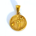 Pendentif floral doré en relief avec gravure de perce-neige et texture maillée - Narcisse de Mars (SP599G-3)