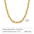 Detalle del ancho de 6,5 mm y chapado en oro IP en cadena de acero inoxidable - Collar 40+5CM / Dorado