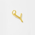 Detail of a polished gold letter Y pendant in S925 sterling silver for women - Letter Y / 925 Silver