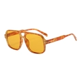 Retro-Pilotenbrille mit bernsteinfarbenem Schildpatt-Rahmen und orangen Gläsern - Gelbes Schildpatt Orangefarbene Gläser