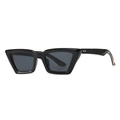 Retro-Cat-Eye-Sonnenbrille mit schwarzem Rahmen, grauen Gläsern und Leoparden-Bügeln - Leopardenmuster Bügel / Schwarzer Rahmen / Dunkelgraue Gläser