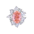S925 silver ring featuring an oval orange-pink gemstone with pear-shaped halo - FDJZ-080 Padparadscha Pink