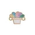Detailed macro of a gold potted plant pendant with colorful glitter enamel inlay - Colorful Potted Plant